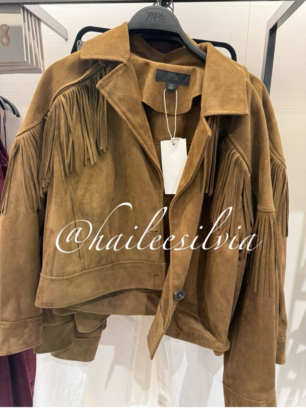 ZARA FAUX SUEDE FRINGE JACKET - Picture 3 of 9